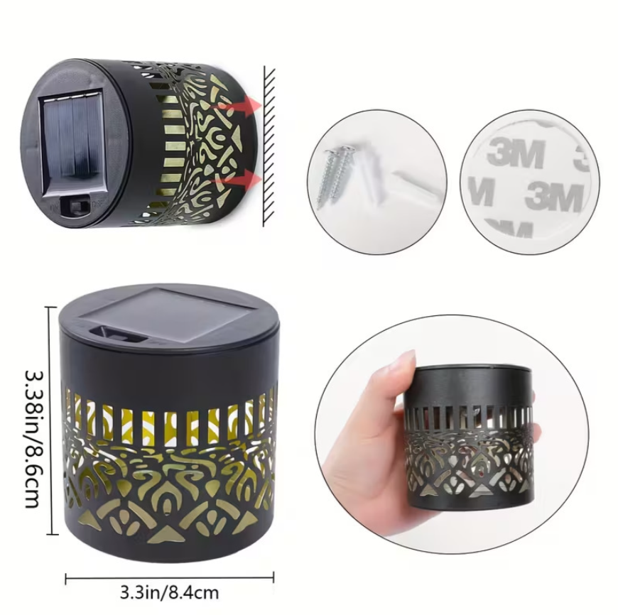 Detaliu cu panoul solar, accesoriile de montaj și dimensiunile lămpii